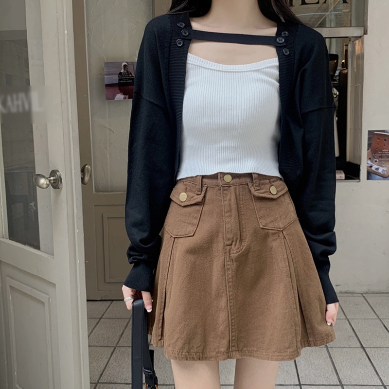 Áo Khoác Cardigan Dệt Kim Tay Dài Chống Nắng Cài Nút Phía Trước Thời Trang Mùa Hè Cho Nữ