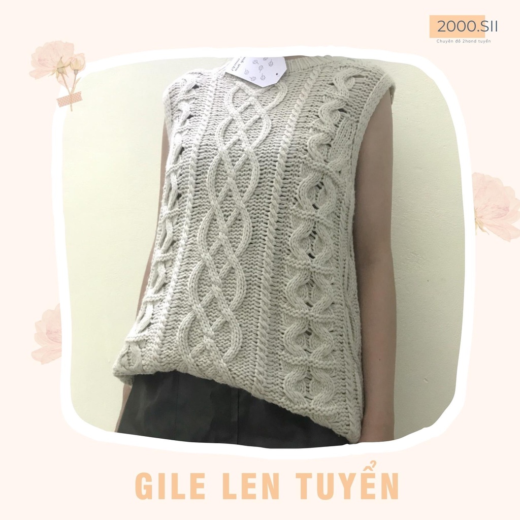 ÁO GILE LEN 2HAND dáng dài, màu xám - Hàng si tuyển, chất đẹp, ảnh thật shop chụp