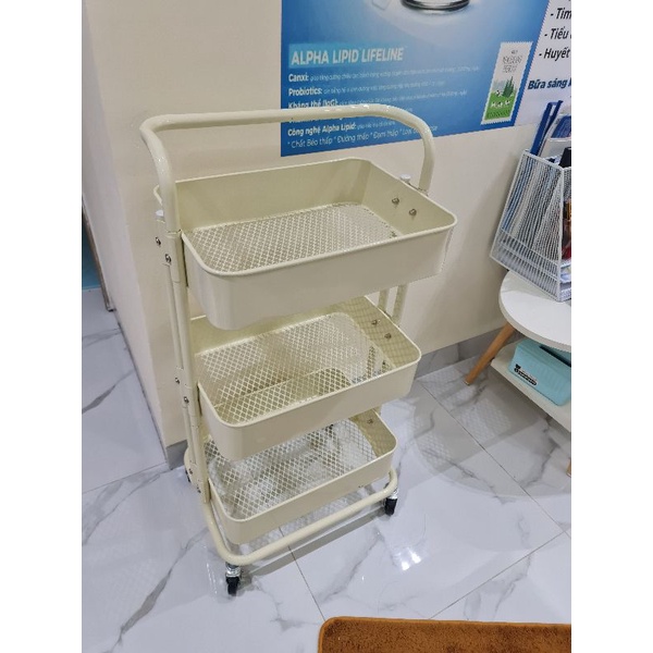 KỆ  SPA ĐA NĂNG 3 TẦNG XE ĐẨY CÓ BÁNH XE CAO CẤP, TẶNG 5 MÓC DÁN TƯỜNG