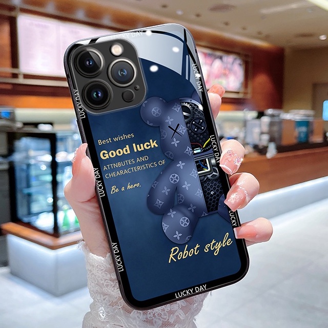 Ốp điện thoại HOCE mặt kính kiểu gấu thích hợp cho iPhone 13 12 11 14 Pro Max 13Pro 12Pro X XR XSmax 7 8 14 Plus SE 2020