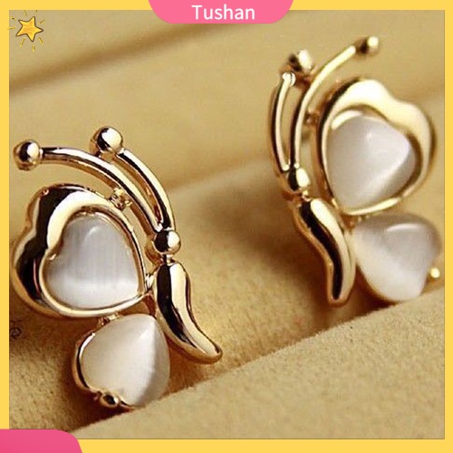 Hoa tai mạ vàng hình bướm đính đá thời trang cho nữ