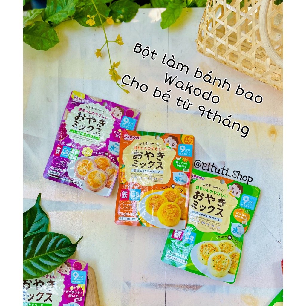 Bột làm bánh bao Oyaki Wakodo Nhật Bản 9m dùng được cho trẻ dị ứng (Date 1/2024) - Bituti Shop