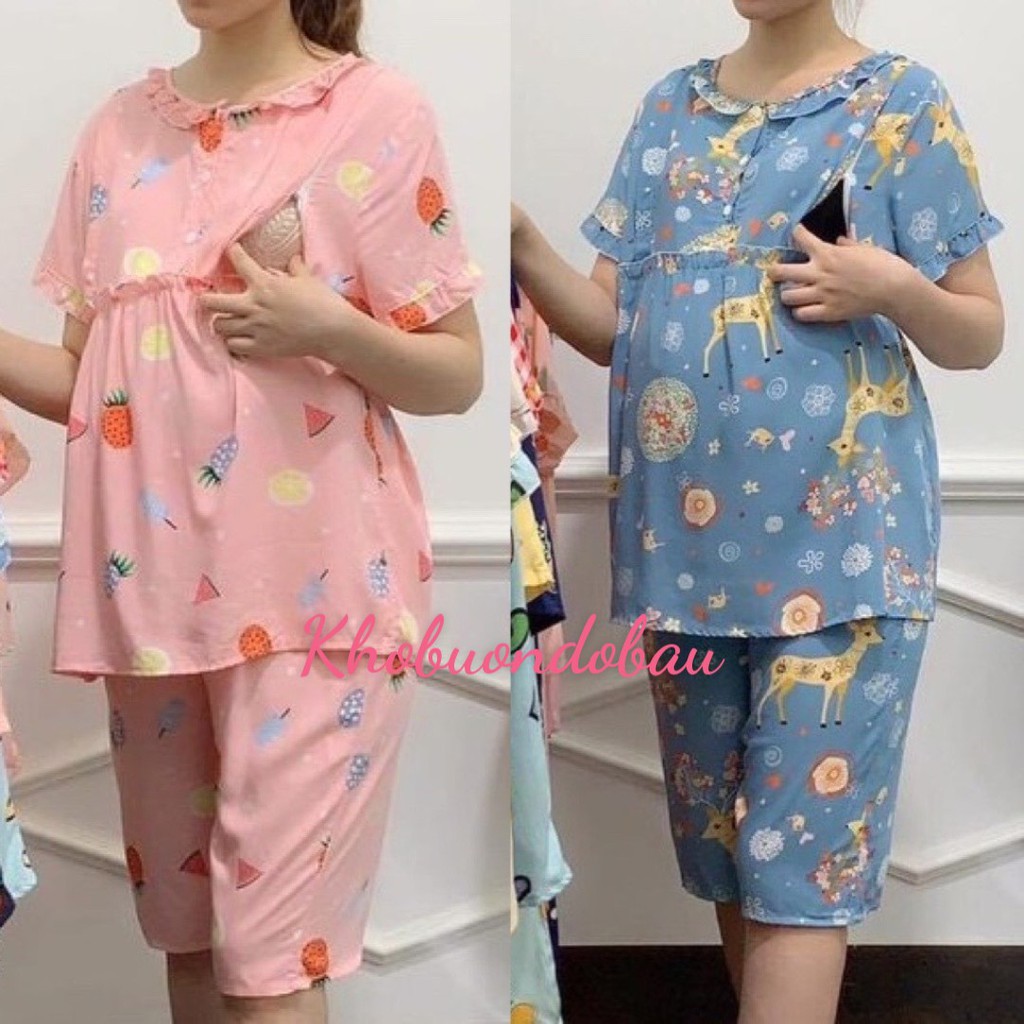 Bộ đồ bầu và sau sinh LỬNG chất mát nhẹ, áo có khóa kéo cho con bú BL836