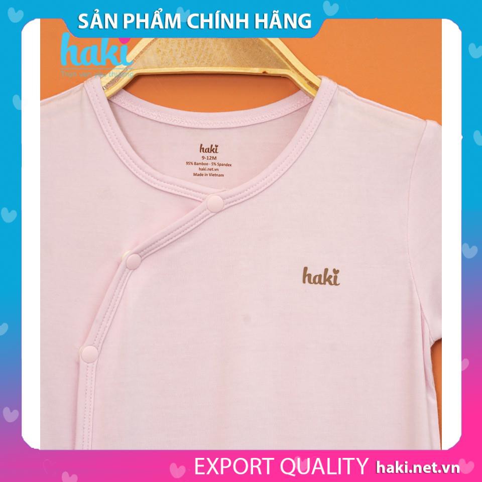 Bodysuits (chip) dài tay cài lệch vải sợi tre cao cấp siêu mềm mịn HAKI cho bé trai bé gái - BB021