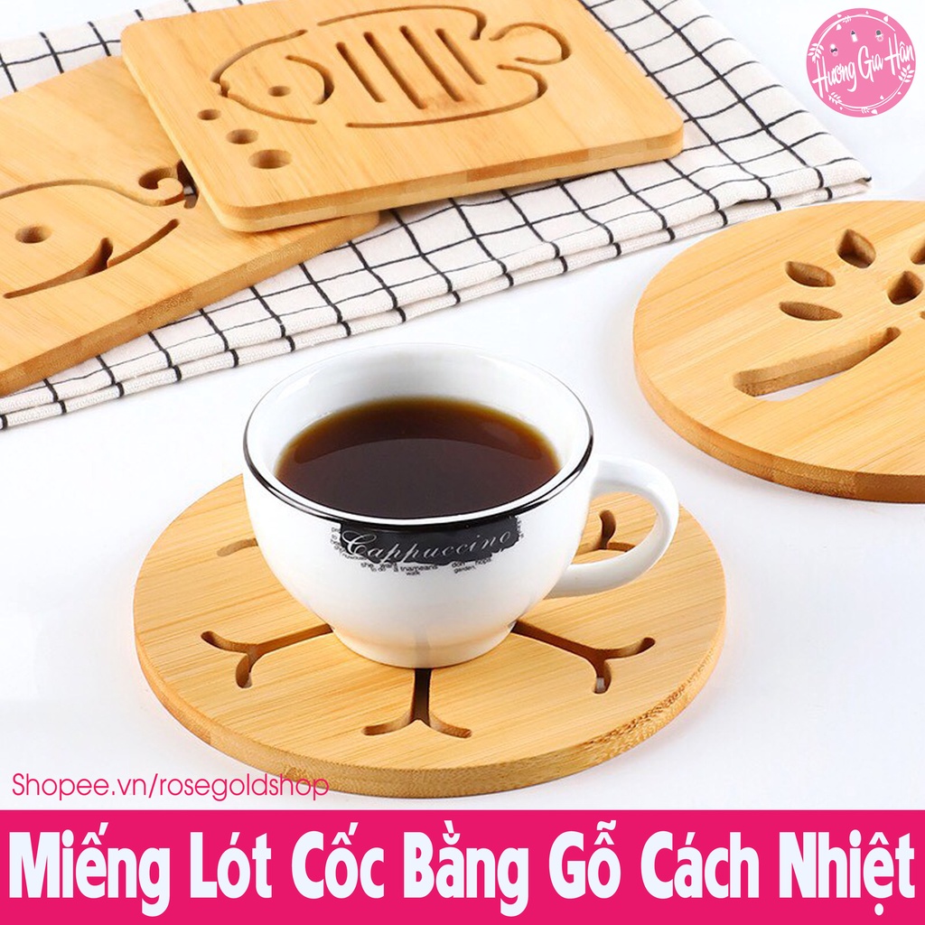 Miếng Lót Cốc Chén Bằng Gỗ Cách Nhiệt, Có Đế Cao Su Giúp Tránh Gây Trầy Xước Cho Bề Mặt Kê Phía Dưới Tấm Lót