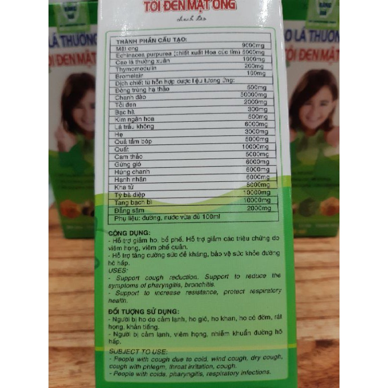 ✅ SIRO HO CAO LÁ THƯỜNG XUÂN TỎI ĐEN MẬT ONG CHANH ĐÀO