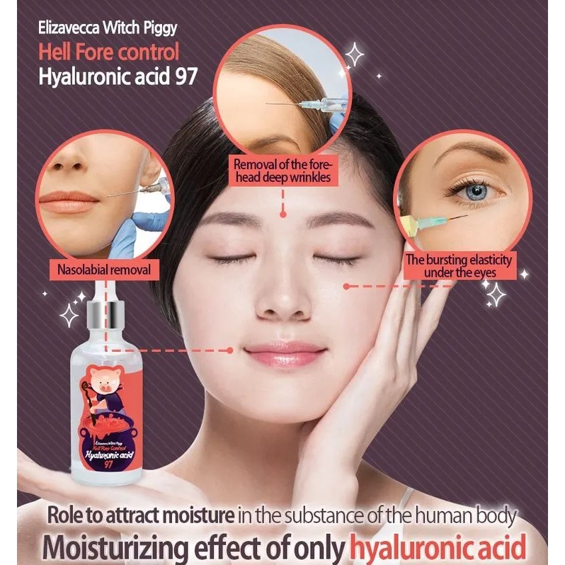 Tinh chất HA cấp nước cấp ẩm cho da căng mọng Elizavecca Witch Piggy Hell Pore Control Hyaluronic Acid 97 Serum