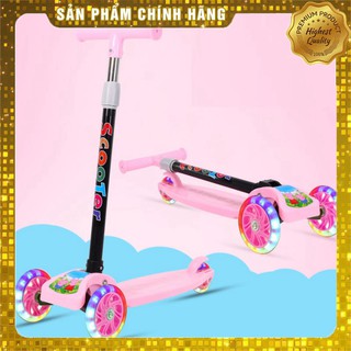 Xe Trượt Scooter 💝 BÁN GIÁ GỐC 💝 Xe Scooter Cao Cấp Cho Bé 2-8 Tuổi 3 Bánh Có Đèn LED Gấp Gọn Bền Đẹp HOT