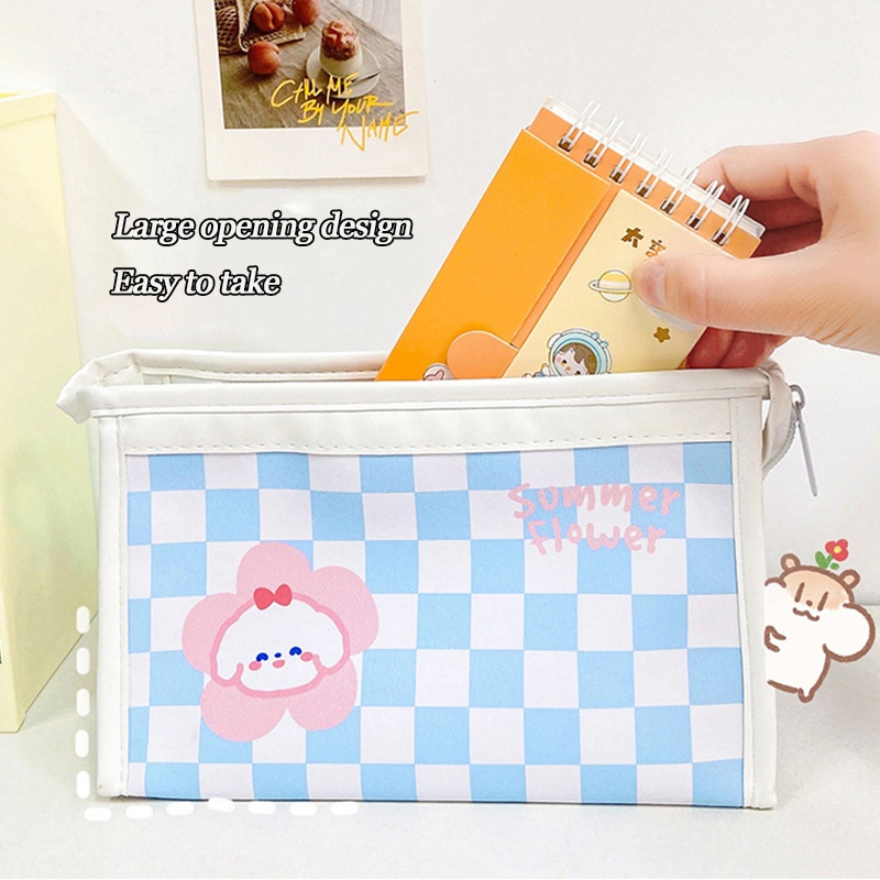 Túi Đựng Bút Chì Bằng Da PU Sức Chứa Lớn Họa Tiết Hoạt Hình