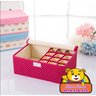 Hộp vải đựng đồ lót 13 ngăn / Hộp vải đựng tất, vớ, đồ lót có nắp đậy