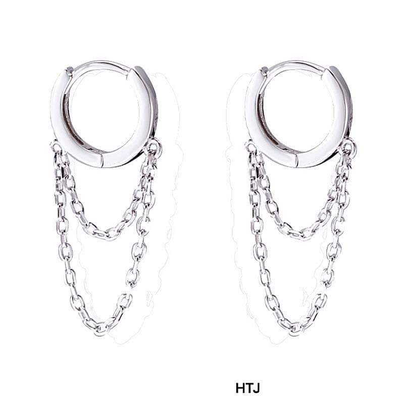 Khuyên tai móc xích bạc 925 xi vàng phong cách