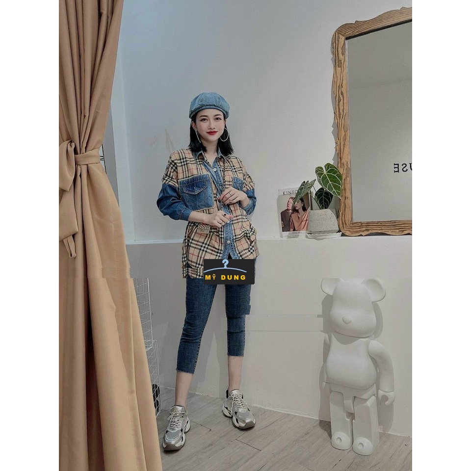 ÁO SƠ MI SỌC PHỐI JEAN FORM RỘNG- CÁ TÍNH- NĂNG ĐỘNG