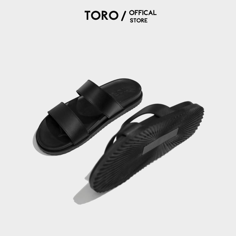 Dép nam da bò cao cấp quai ngang thời trang Hàn Quốc Toro Bảo hành 6 tháng A07