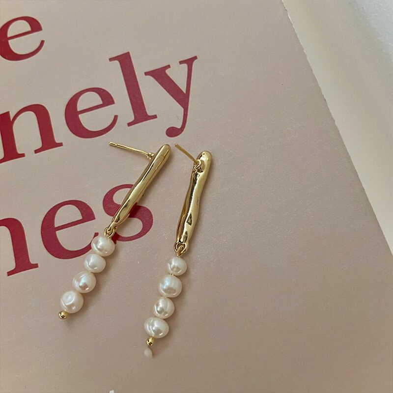 Bông Tai Mạ Bạc 925 Đính Ngọc Trai Sang Trọng Phong Cách Retro Hàn Quốc