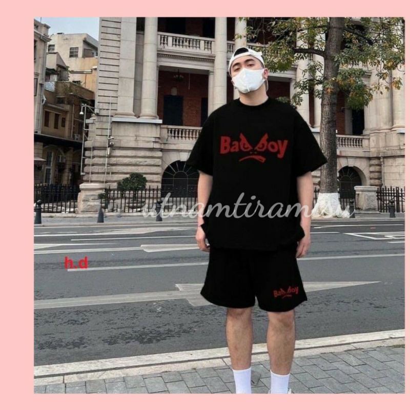 Set Quần Áo Bad BoY Nam Nữ♥️Bộ hè hoạt hình ngắn tay mùa hè phong cách Hàn Quốc; áo thun + quần Short