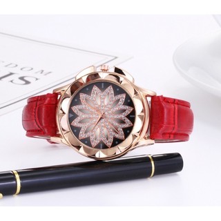 Đồng hồ nữ Quartz dây da mặt hình hoa
