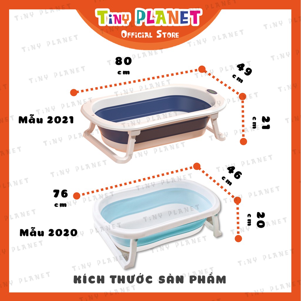 [2 MẪU] Chậu tắm gập gọn kèm nhiệt kế đo nước Tiny Tots cho bé