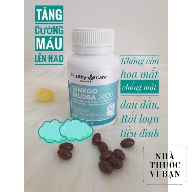 Bổ não Ginkgo Biloba 2000mg 100 viên Healthy Care, hàng Nội Địa ÚC