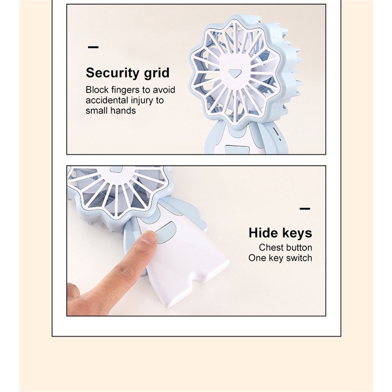 Phim hoạt hình ít sư tử nhỏ Fan di động cầm tay im lặng USB Sạc Fan ngoài trời nhỏ cầm tay fan hâm mộ