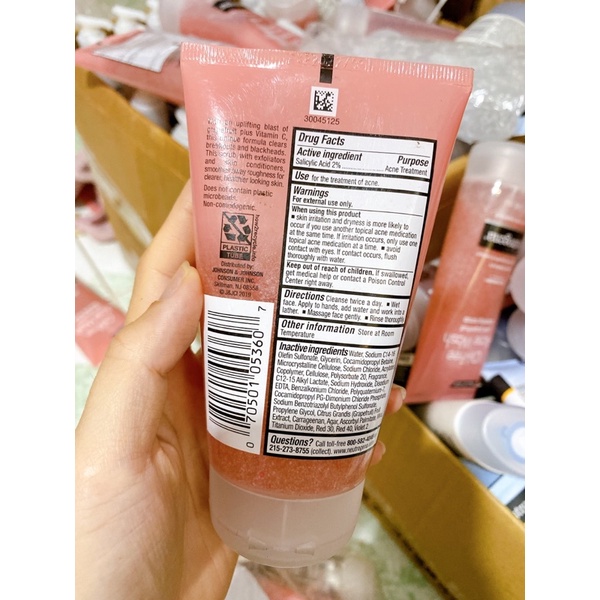 Sữa rửa mặt ngừa mụn Neutrogena Oil Free Acne Wash Pink Grapefruit foaming scrub