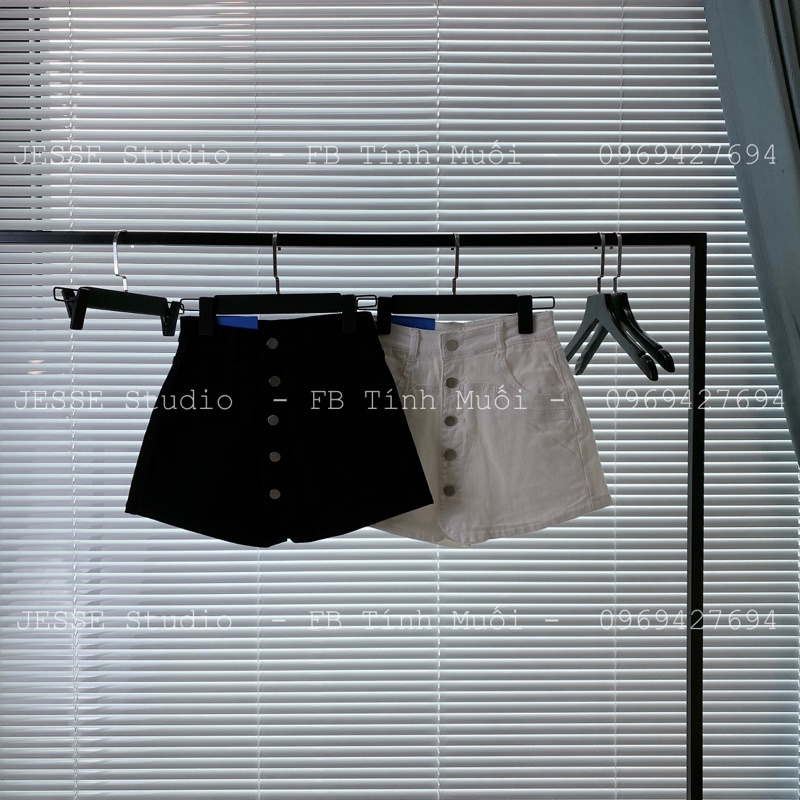 Quần short jean dáng váy cúc dọc (Ảnh thật)