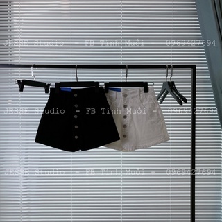Quần short jean dáng váy cúc dọc