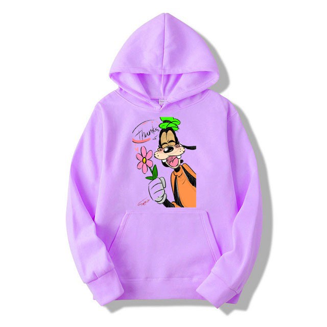 Áo Hoodie Nam Nữ Thu Đông Ấm Áp Chất Nỉ Mềm Mịn Siêu Dễ Thương In 3D Cún Cầm Hoa Thanks Mặc Đi Chơi - Đi Học Phong Cách