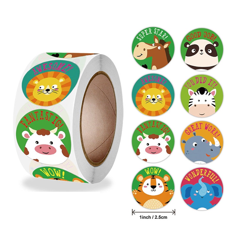 Set 500 miếng dán trang trí hình động vật đáng yêu nhiều kiểu tùy chọn