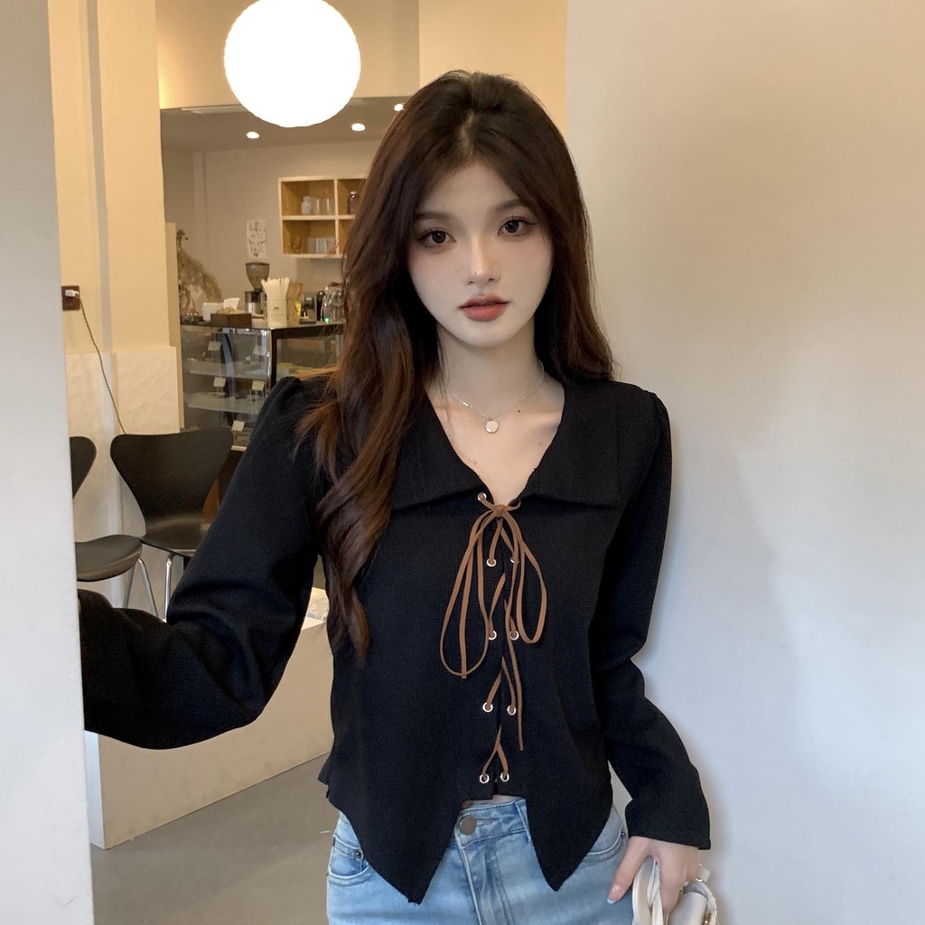 Áo Thun polo Dài Tay Thời Trang Hàn Quốc Cho Nữ