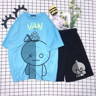 Sét bộ van xanh quần đen cool ngầu