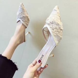 Guốc cao gót mũi nhọn cao 7,5cm