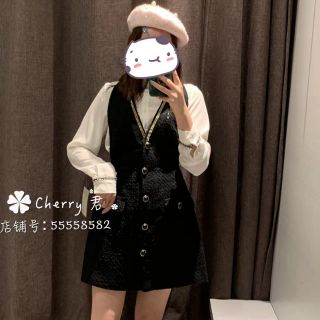 Yếm zara đen lì vải tweed