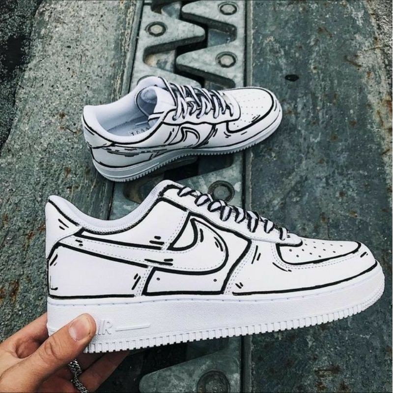 af1 custom nam nữ cartoon trắng hàng 1:1