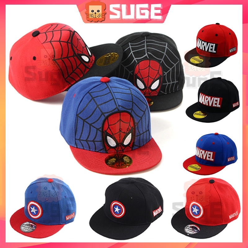 【Suge】Mũ Lưỡi Trai Chất Liệu Cotton In Họa Tiết Hoạt Hình Captain America Thời Trang Cho Bé Trai