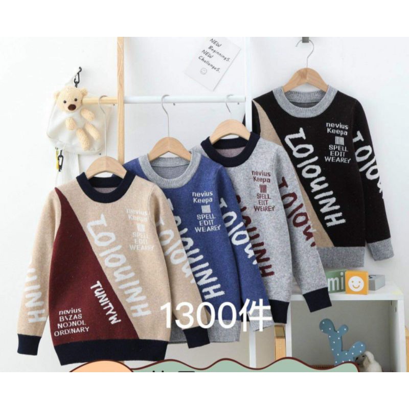 {25-45kg} Áo len dài tay bé trai size đại chất dày dặn M257
