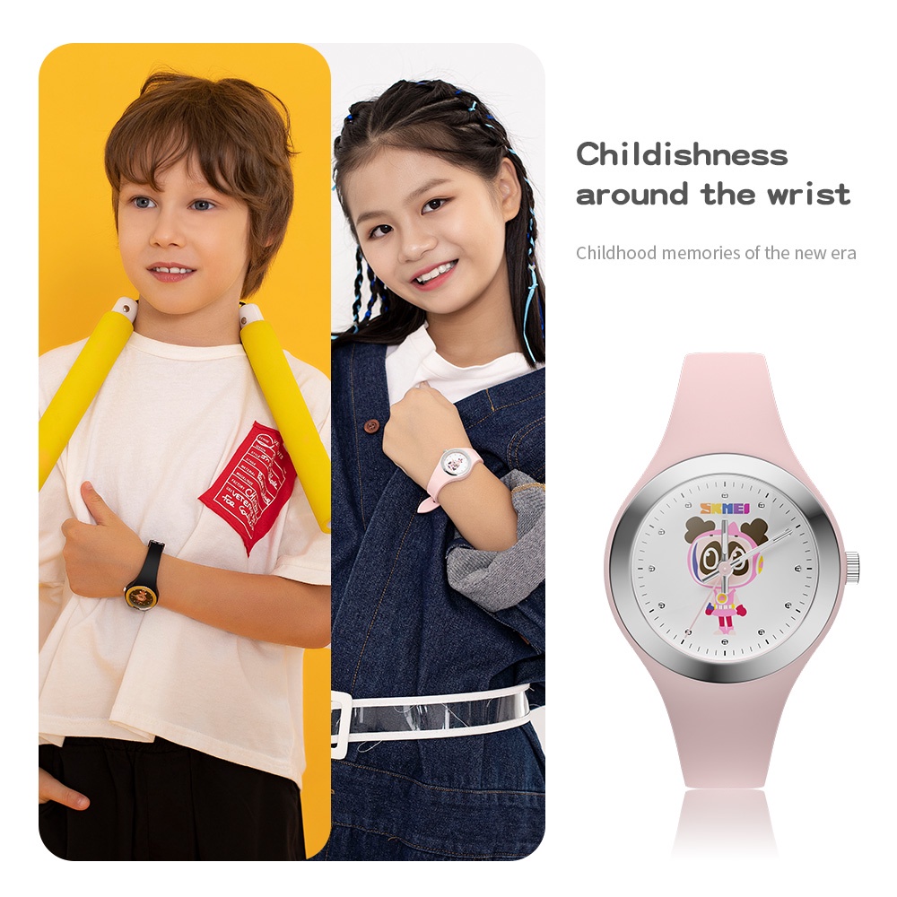 Đồng hồ đeo tay SKMEI YZ1003 máy thạch anh chống nước hoạt hình dây đeo silicone khóa cài thép không gỉ đáng yêu cho bé