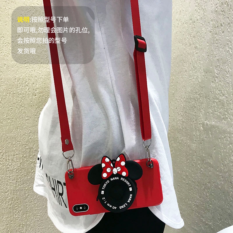 Phim hoạt hình Minnie Mickey Máy ảnh Coin Coin Ví điện thoại Samsung S20 A51 A71 S20 PLUS đi kèm với dây buộc dễ thương Cartoon mềm vỏ silicon bảo vệ