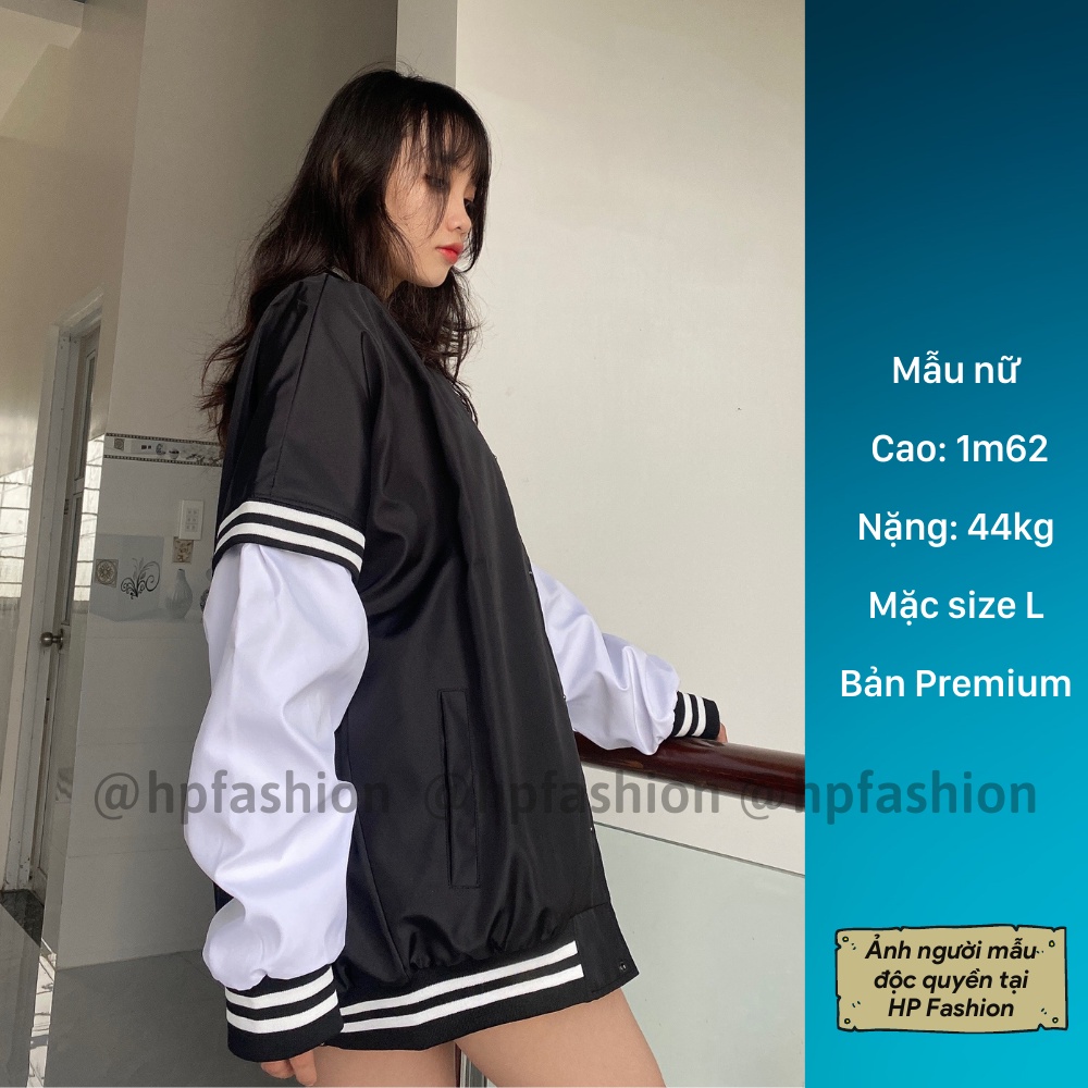 Áo bomber Varsity form rộng EVELYN 09 vải dù cao cấp ❤️ Áo khoác bóng chày dáng Unisex nam nữ D06