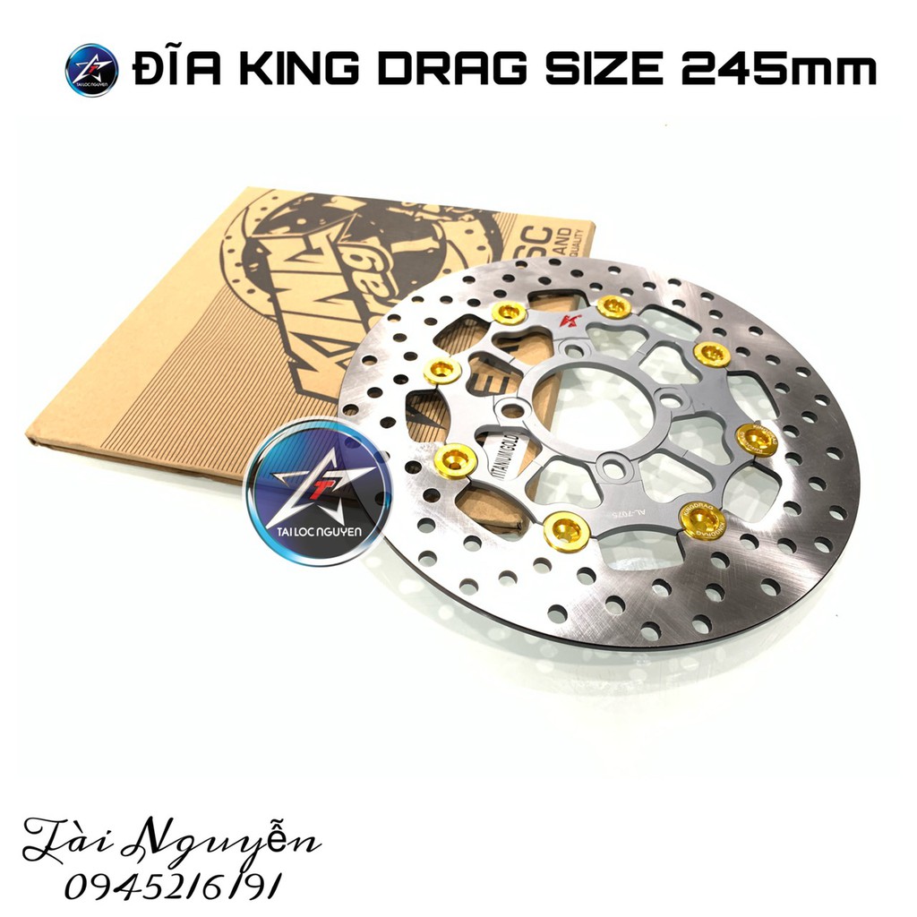 ĐĨA THẮNG TRƯỚC KING DRAG LÒNG NHÔM 4 LỖ 245mm