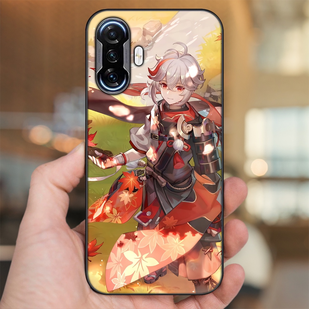 Ốp lưng Xiaomi K40 Gaming viền đen in hình Kazuha Genshin Impact