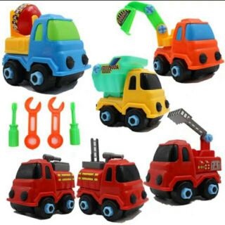 Túi đồ chơi 6 chiếc xe công trình lắp ghép loại nhỏ