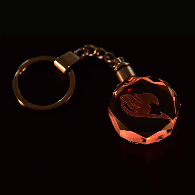 {factoryoutlet} New For Fairy Tail Anime Crystal LED Light Charm Key Chain Key Ring Cosplay 1PC adover