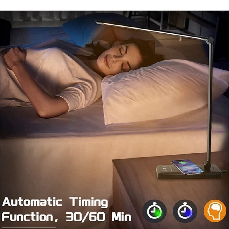 Đèn học để bàn đa năng chống cận thị - Đèn không dây kết hợp sạc điện thoại