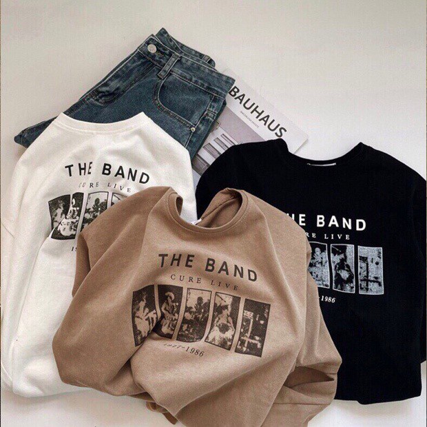 Áo thun tay lỡ The Band, áo phông nam nữ freesize form rộng - hoanghaishop21