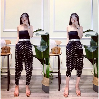 Quần bomber nhăn cạp chữ