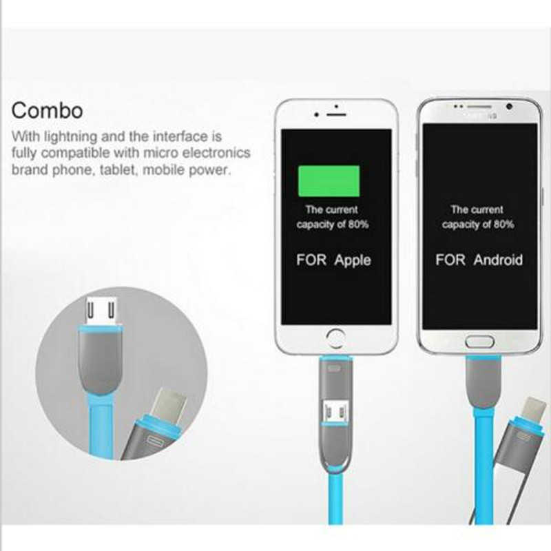 Cáp Sạc / Chuyển Dữ Liệu 2 Trong 1 Cổng Micro Usb Cho Iphone Android