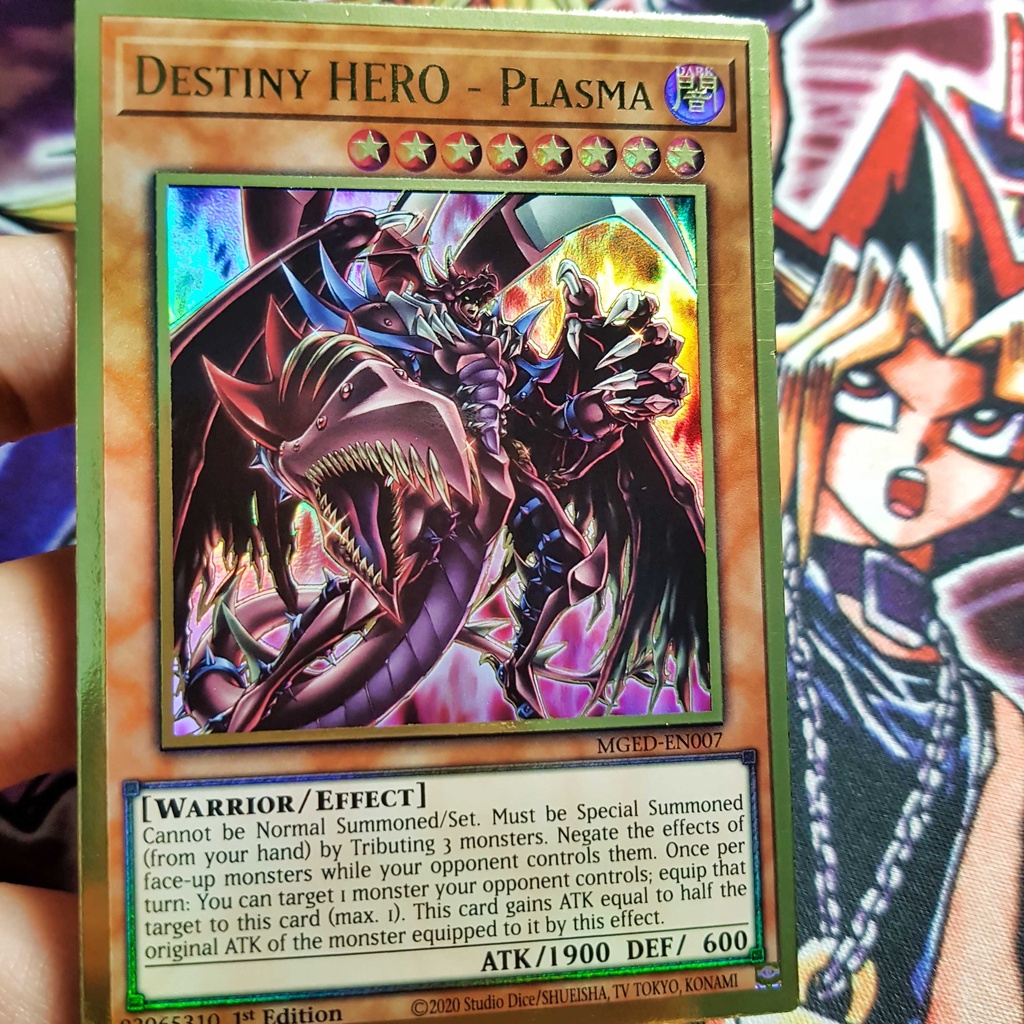 Thẻ bài Yugioh chính hãng | Destiny HERO - Plasma | MGED Premium Gold Rare