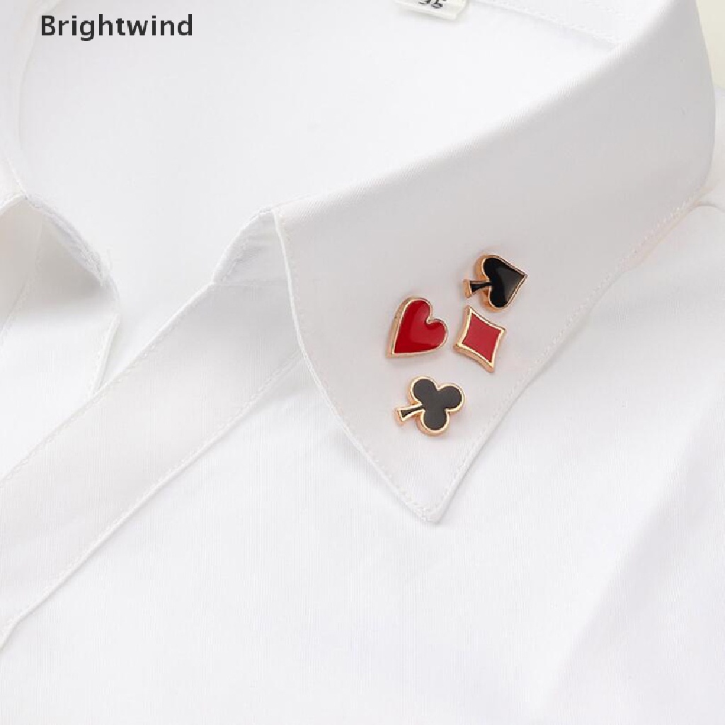 [Brightwind] 4/8Pcs Enamel Poker Brooch Small Poker Cufflinks Pins Collar Badges Jewelry Hot Sell