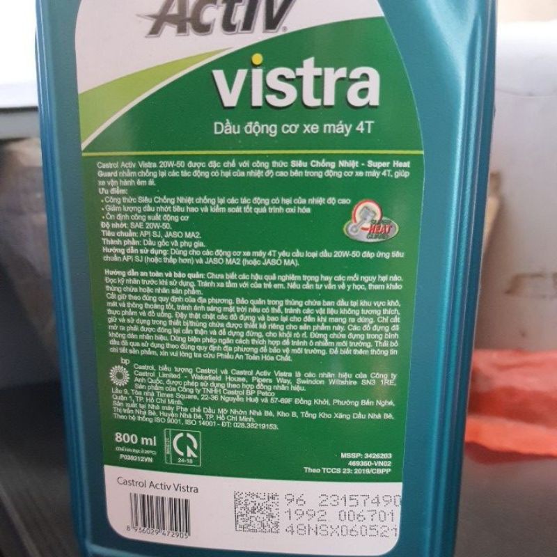 Dầu nhớt xe máy castrol vistra