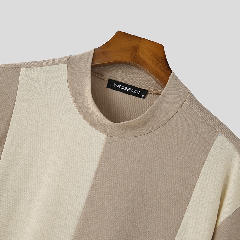 Áo Thun Nam Tay Ngắn Dáng Rộng Họa Tiết Sọc Ngang Thời Trang